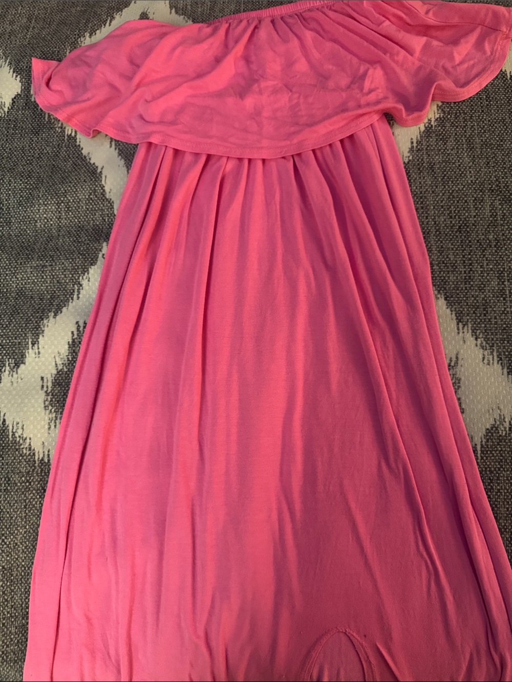 Girls Off-Shoulder Pink Formal Maxi Dress